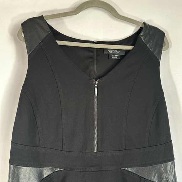 Michel Studio Black Dress with Faux Leather Detail - Picture 2 of 10